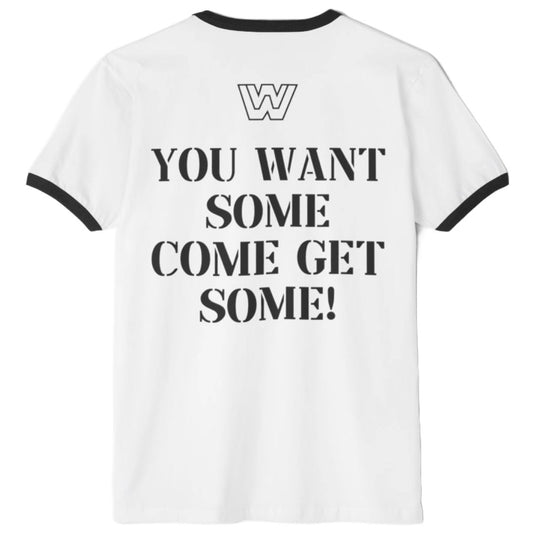 John Cena Come Get Some Chaingang Soldier White Ringer T-shirt by EWS | Extreme Wrestling Shirts