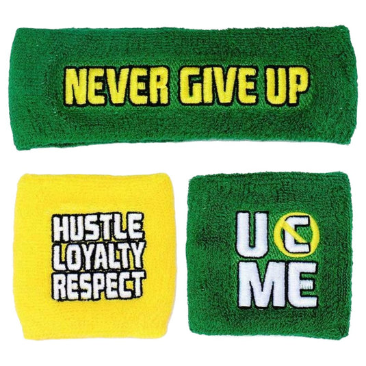 John Cena Earn The Day Green Yellow Headband Wristbands Set Sports Mem, Cards & Fan Shop > Fan Apparel & Souvenirs > Wrestling by pompamhome | Extreme Wrestling Shirts