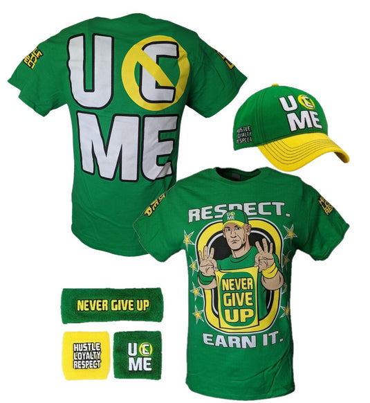 John Cena Earn The Day Mens Costume T-shirt Baseball Hat Headband Wristbands Sports Mem, Cards & Fan Shop > Fan Apparel & Souvenirs > Wrestling by EWS | Extreme Wrestling Shirts