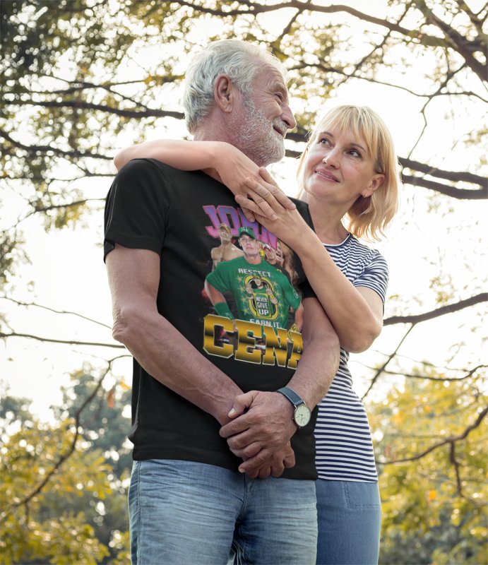 Load image into Gallery viewer, John Cena Four Faces Mens Black T-shirt by EWS | Extreme Wrestling Shirts
