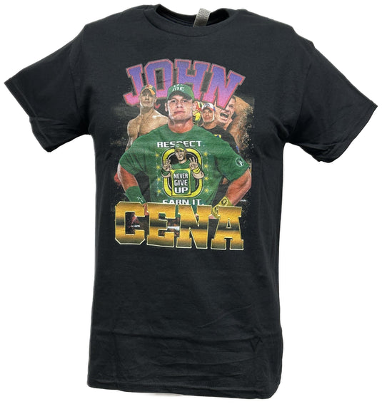 John Cena Four Faces Mens WWE Black T-shirt by WWE | Extreme Wrestling Shirts