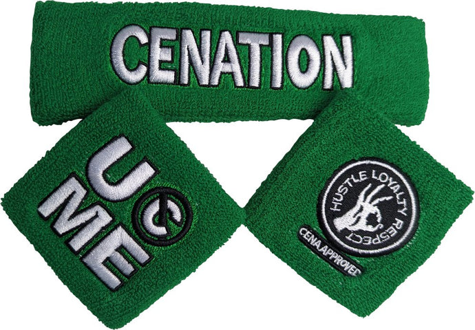 JOHN CENA Green Headband Wristbands Set WWE Sports Mem, Cards & Fan Shop > Fan Apparel & Souvenirs > Wrestling by Trustplus | Extreme Wrestling Shirts