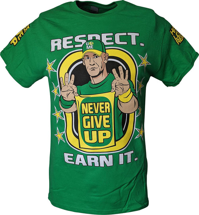 John Cena Green Yellow Earn The Day Mens T-shirt Sports Mem, Cards & Fan Shop > Fan Apparel & Souvenirs > Wrestling by Extreme Wrestling Shirts | Extreme Wrestling Shirts