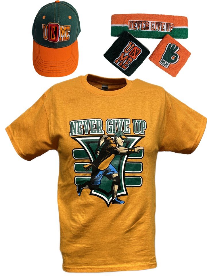 Load image into Gallery viewer, John Cena Kids 15x Orange Costume Hat T-shirt Wristbands Boys Sports Mem, Cards &amp; Fan Shop &gt; Fan Apparel &amp; Souvenirs &gt; Wrestling by EWS | Extreme Wrestling Shirts
