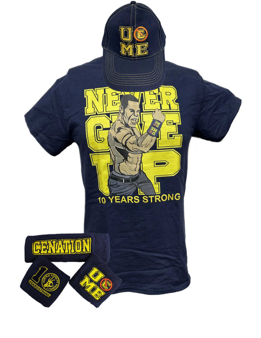 John Cena Kids Blue Ten Years Strong Costume Hat T-shirt Wristbands Boys Sports Mem, Cards & Fan Shop > Fan Apparel & Souvenirs > Wrestling by EWS | Extreme Wrestling Shirts