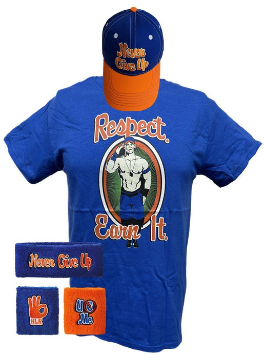 John Cena Kids Boys Respect Earn It Costume T-shirt Baseball Hat Headband Wristbands Sports Mem, Cards & Fan Shop > Fan Apparel & Souvenirs > Wrestling by EWS | Extreme Wrestling Shirts