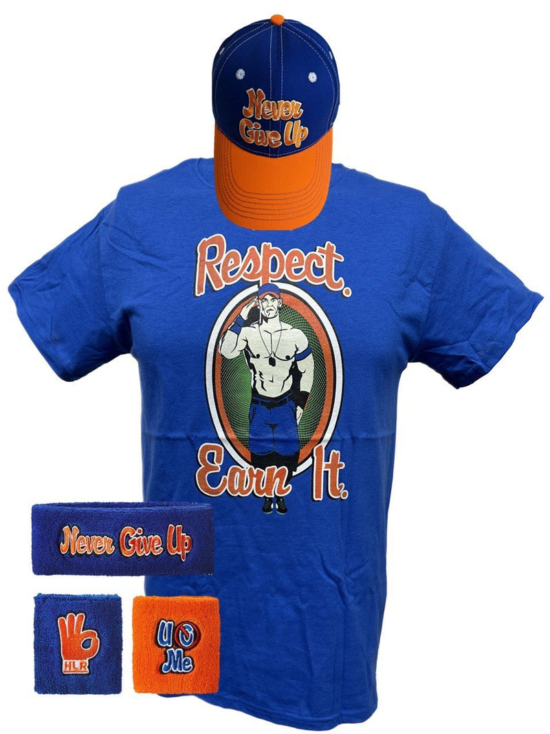 Load image into Gallery viewer, John Cena Kids Boys Respect Earn It Costume T-shirt Baseball Hat Headband Wristbands Sports Mem, Cards &amp; Fan Shop &gt; Fan Apparel &amp; Souvenirs &gt; Wrestling by EWS | Extreme Wrestling Shirts
