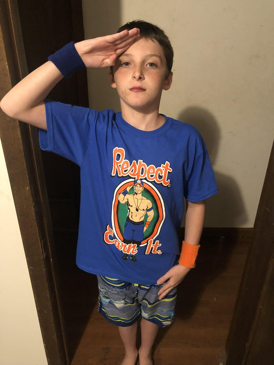 John Cena Kids Boys Respect Earn It Costume T-shirt Baseball Hat Headband Wristbands Sports Mem, Cards & Fan Shop > Fan Apparel & Souvenirs > Wrestling by Official WWE Authentic | Extreme Wrestling Shirts