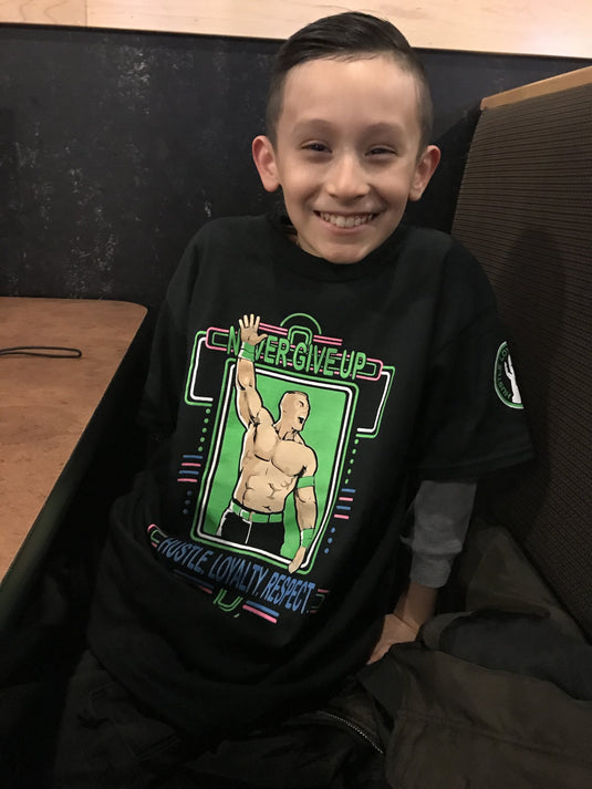 John Cena Kids Neon Green Never Give Up Boys T-shirt Sports Mem, Cards & Fan Shop > Fan Apparel & Souvenirs > Wrestling by Hybrid Tees | Extreme Wrestling Shirts