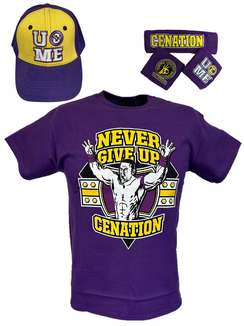 Load image into Gallery viewer, John Cena Kids Purple Costume Hat T-shirt Wristbands Boys Sports Mem, Cards &amp; Fan Shop &gt; Fan Apparel &amp; Souvenirs &gt; Wrestling by Hybrid Tees | Extreme Wrestling Shirts
