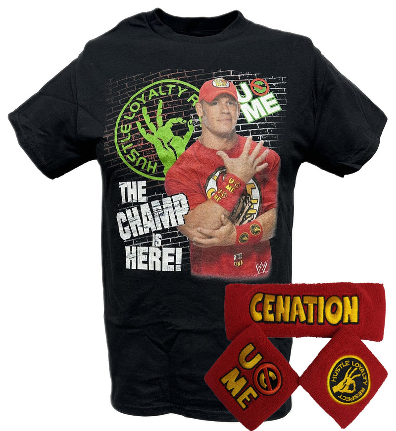 Load image into Gallery viewer, John Cena Kids Red Champ T-shirt Headband Wristband Boys Youth Juvy Costume Set by EWS | Extreme Wrestling Shirts
