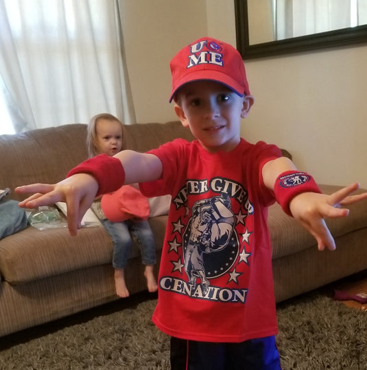 John Cena Kids Red Costume Hat T-shirt Wristbands Boys Sports Mem, Cards & Fan Shop > Fan Apparel & Souvenirs > Wrestling by EWS | Extreme Wrestling Shirts