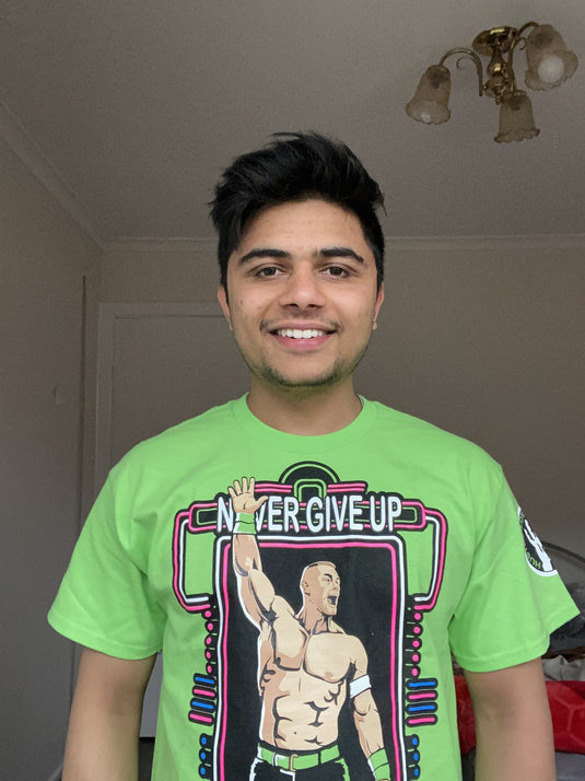 John Cena Lime Green Neon Green Never Give Up Mens T-Shirt Sports Mem, Cards & Fan Shop > Fan Apparel & Souvenirs > Wrestling by EWS | Extreme Wrestling Shirts