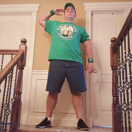 John Cena Mens Green Costume Hat T-shirt Wristbands by EWS | Extreme Wrestling Shirts