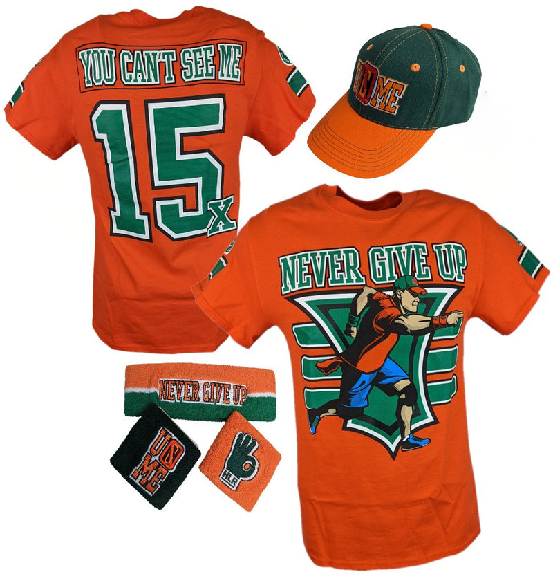 Load image into Gallery viewer, John Cena Mens Orange 15x Costume Hat T-shirt Wristbands Sports Mem, Cards &amp; Fan Shop &gt; Fan Apparel &amp; Souvenirs &gt; Wrestling by EWS | Extreme Wrestling Shirts
