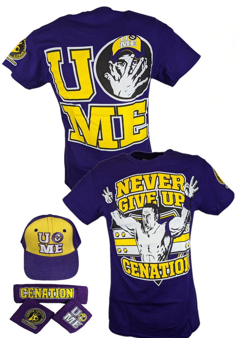 Load image into Gallery viewer, John Cena Mens Purple Costume Hat T-shirt Wristbands Sports Mem, Cards &amp; Fan Shop &gt; Fan Apparel &amp; Souvenirs &gt; Wrestling by Extreme Wrestling Shirts | Extreme Wrestling Shirts
