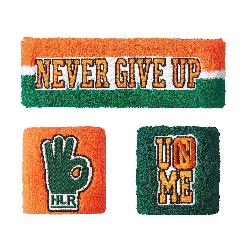 Load image into Gallery viewer, John Cena Never Give Up Green Orange 15x Headband Wristband Set Sports Mem, Cards &amp; Fan Shop &gt; Fan Apparel &amp; Souvenirs &gt; Wrestling by pompamhome | Extreme Wrestling Shirts
