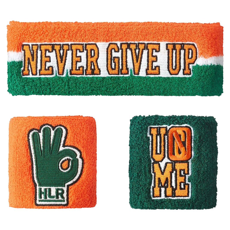 Load image into Gallery viewer, John Cena Never Give Up Green Orange 15x Headband Wristband Set Sports Mem, Cards &amp; Fan Shop &gt; Fan Apparel &amp; Souvenirs &gt; Wrestling by pompamhome | Extreme Wrestling Shirts
