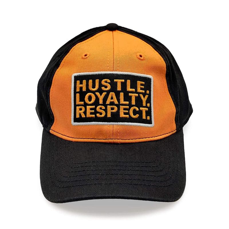 Load image into Gallery viewer, John Cena Orange Black Hustle Loyalty Respect Beware of Dog Hat by EWS | Extreme Wrestling Shirts
