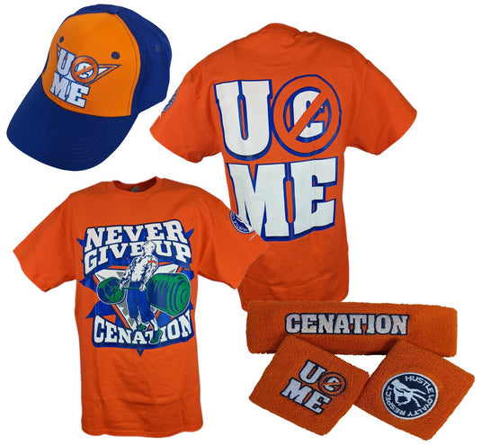john cena card sleeves John Cena Orange Mens Costume Hat T-shirt Wristbands L