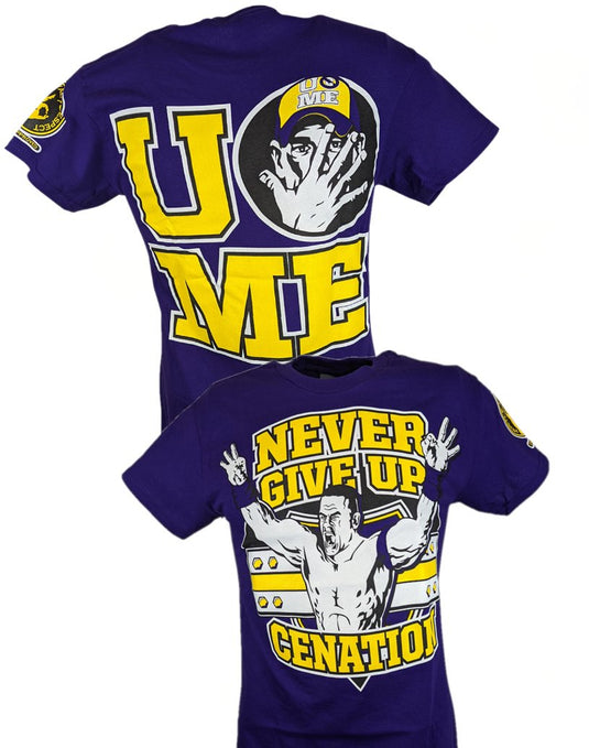 John Cena Purple Never Give Up Mens Cotton T-shirt Sports Mem, Cards & Fan Shop > Fan Apparel & Souvenirs > Wrestling by EWS | Extreme Wrestling Shirts