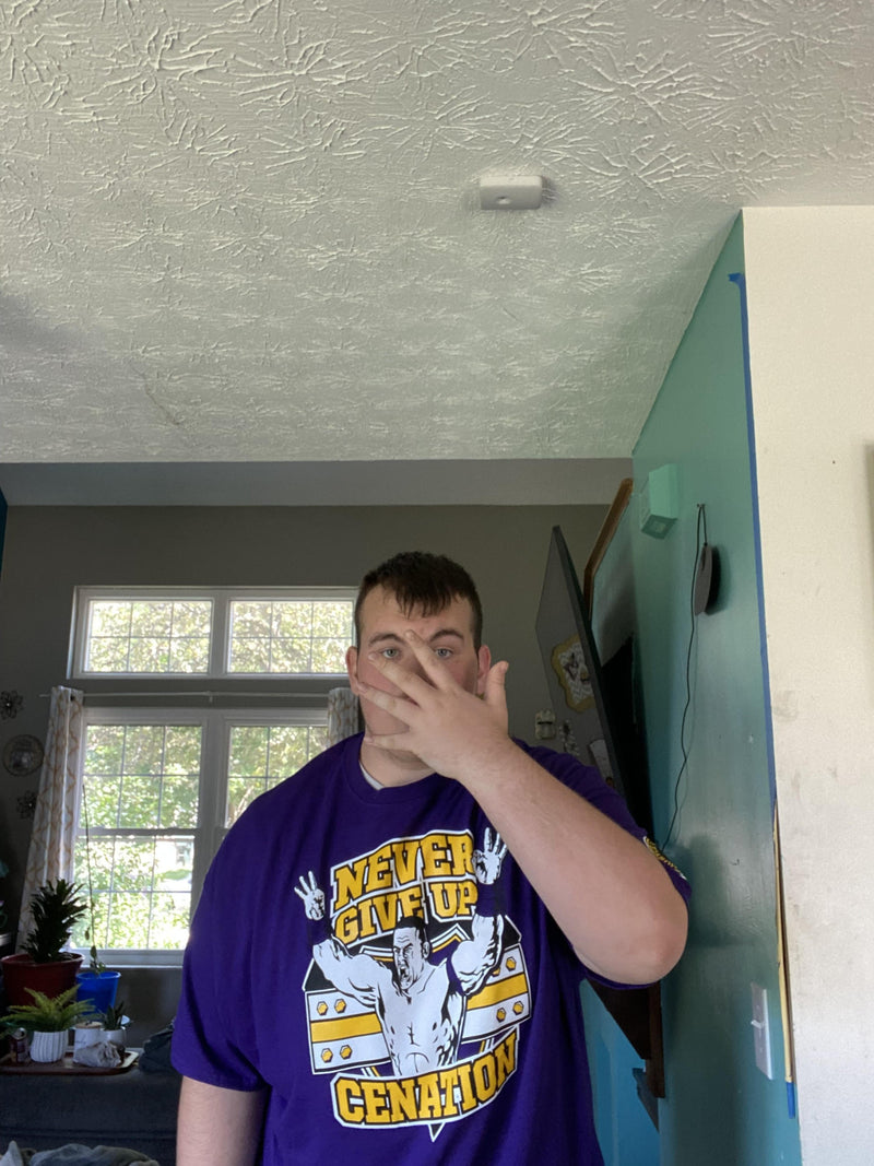 Load image into Gallery viewer, John Cena Purple Never Give Up Mens Cotton T-shirt Sports Mem, Cards &amp; Fan Shop &gt; Fan Apparel &amp; Souvenirs &gt; Wrestling by EWS | Extreme Wrestling Shirts
