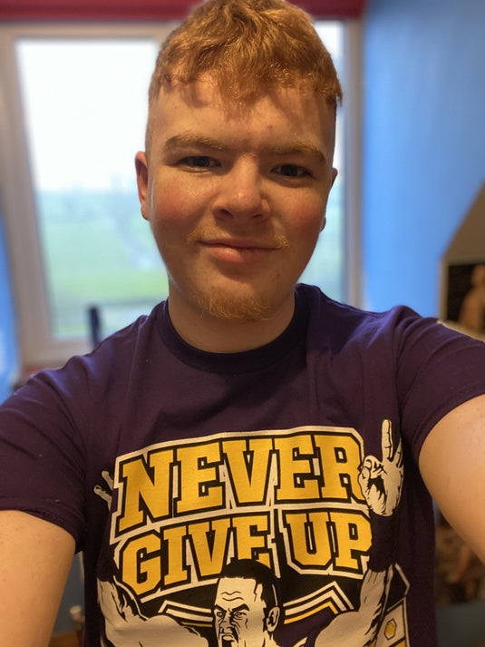 John Cena Purple Never Give Up Mens Cotton T-shirt Sports Mem, Cards & Fan Shop > Fan Apparel & Souvenirs > Wrestling by EWS | Extreme Wrestling Shirts