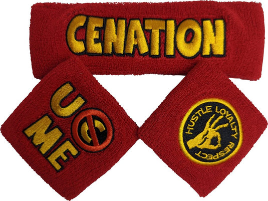John Cena Red-Gold U Can't C Me Baseball Hat Headband Wristband Set by WWE | Extreme Wrestling Shirts