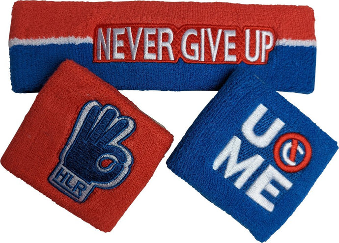 JOHN CENA Red White Blue Never Give Up Headband Wristbands Set Sports Mem, Cards & Fan Shop > Fan Apparel & Souvenirs > Wrestling by EWS | Extreme Wrestling Shirts