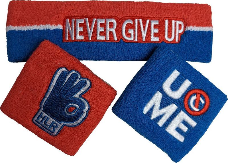 Load image into Gallery viewer, JOHN CENA Red White Blue Never Give Up Headband Wristbands Set Sports Mem, Cards &amp; Fan Shop &gt; Fan Apparel &amp; Souvenirs &gt; Wrestling by EWS | Extreme Wrestling Shirts
