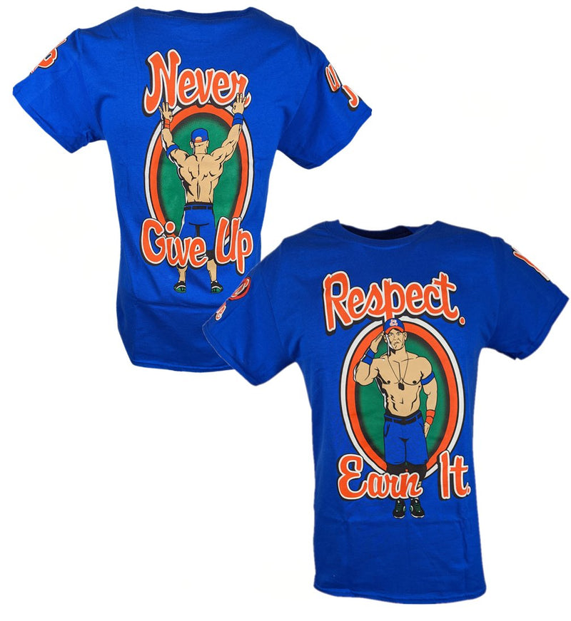 Load image into Gallery viewer, John Cena Respect Earn It Mens Blue T-shirt Sports Mem, Cards &amp; Fan Shop &gt; Fan Apparel &amp; Souvenirs &gt; Wrestling by Extreme Wrestling Shirts | Extreme Wrestling Shirts
