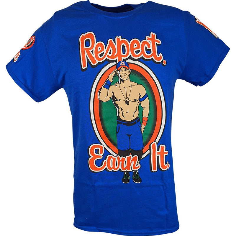 Load image into Gallery viewer, John Cena Respect Earn It Mens Blue T-shirt Sports Mem, Cards &amp; Fan Shop &gt; Fan Apparel &amp; Souvenirs &gt; Wrestling by Extreme Wrestling Shirts | Extreme Wrestling Shirts
