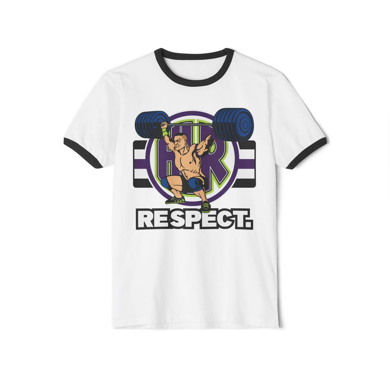 Load image into Gallery viewer, John Cena Respect Earn It White Ringer T-shirt by EWS | Extreme Wrestling Shirts
