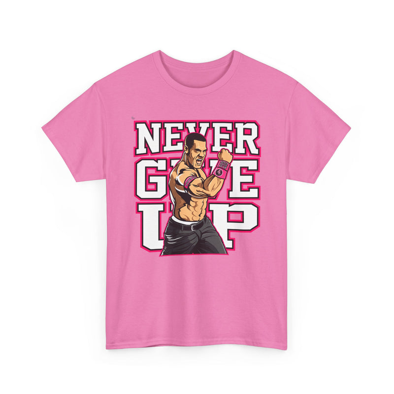 Load image into Gallery viewer, John Cena Rise Above Cancer Never Give Up Pink T-shirt by EWS | Extreme Wrestling Shirts
