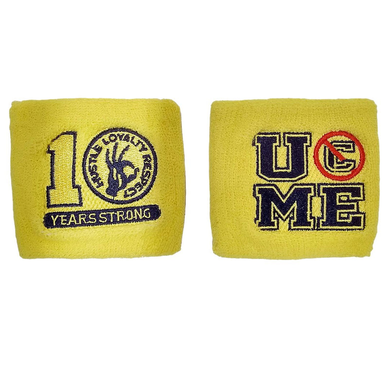 Load image into Gallery viewer, John Cena Ten Years Strong 2 piece Yellow Wristbands Set Sports Mem, Cards &amp; Fan Shop > Fan Apparel &amp; Souvenirs > Wrestling by EWS | Extreme Wrestling Shirts
