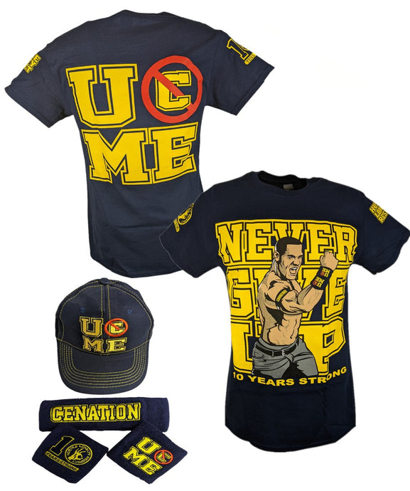 John Cena Ten Years Strong Blue Costume Hat T-shirt Wristbands Sports Mem, Cards & Fan Shop > Fan Apparel & Souvenirs > Wrestling by EWS | Extreme Wrestling Shirts