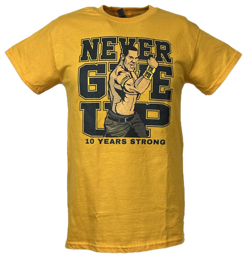 Load image into Gallery viewer, John Cena Ten Years Strong Mens Cotton Yellow T-shirt Sports Mem, Cards &amp; Fan Shop &gt; Fan Apparel &amp; Souvenirs &gt; Wrestling by Hybrid Tees | Extreme Wrestling Shirts
