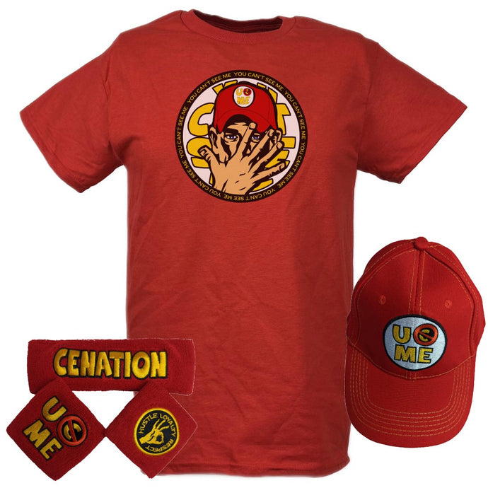 John Cena U Can't C Me Red Gold Boys Kids Costume T-shirt Hat Wristband by EWS | Extreme Wrestling Shirts