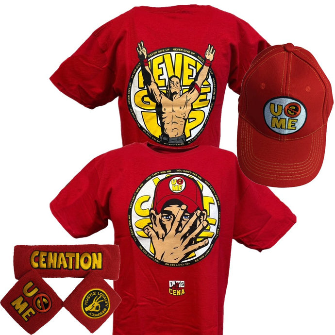 John Cena U Can't C Me Red Gold Mens Costume T-shirt Hat Wristbands by EWS | Extreme Wrestling Shirts