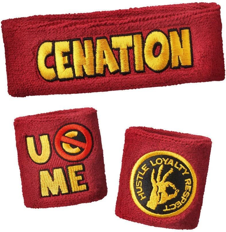 Load image into Gallery viewer, John Cena U Can&#39;t See Me Red Gold Headband Wristbands Sweatbands Set by pompamhome | Extreme Wrestling Shirts
