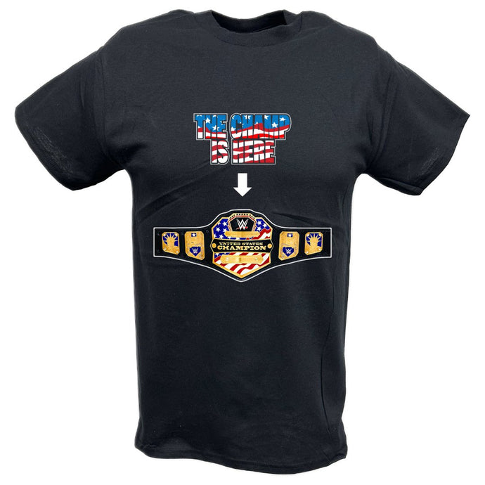 John Cena United States Champ Is Here Mens USA Black T-shirt by EWS | Extreme Wrestling Shirts