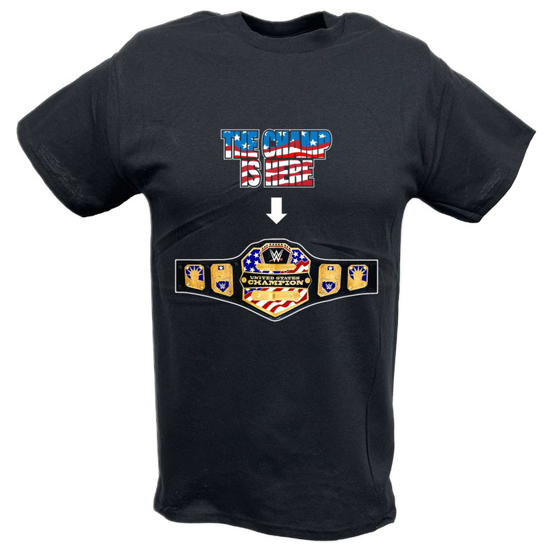 Load image into Gallery viewer, John Cena United States Champ Is Here Mens USA Black T-shirt by EWS | Extreme Wrestling Shirts
