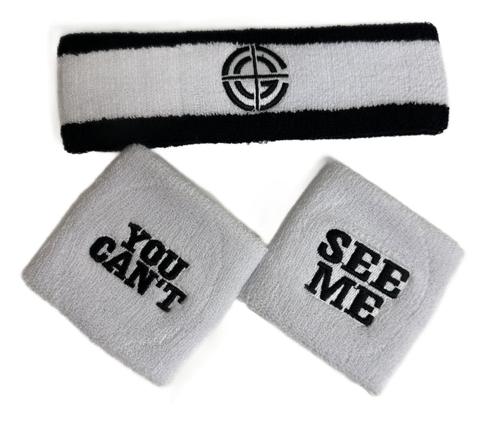 John Cena You Can't See Me Chaingang Black White Headband Wristband Set by EWS | Extreme Wrestling Shirts