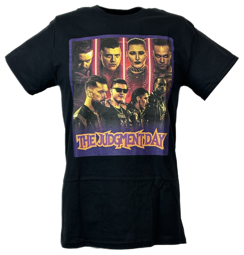 Load image into Gallery viewer, Judgment Day Whole Gang Finn Balor, Rhea Ripley, Damion Priest, &quot;Dirty&quot; Dominik Mysterio Black T-shirt by EWS | Extreme Wrestling Shirts
