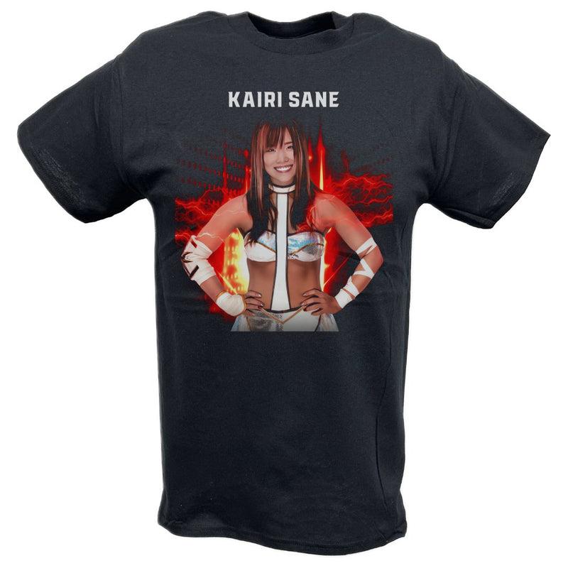 Load image into Gallery viewer, Kairi Sane Red Fire Black T-shirt by EWS | Extreme Wrestling Shirts
