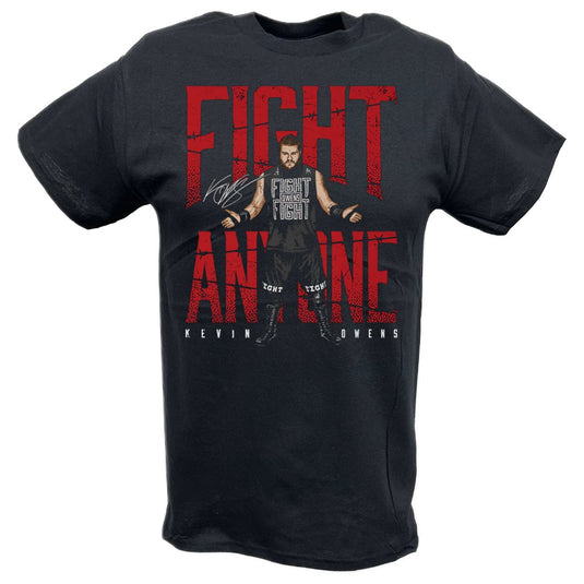 Kevin Owens Fight Anyone Black T-shirt by EWS | Extreme Wrestling Shirts