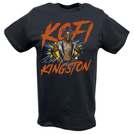 Kofi Kingston Pose Black T-shirt by EWS | Extreme Wrestling Shirts