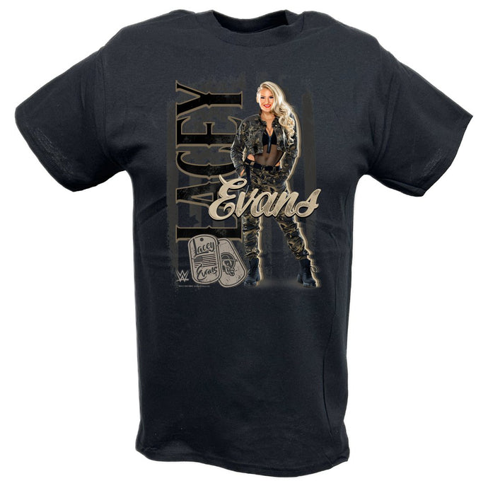 Lacey Evans Military Dog Tags Black T-shirt by EWS | Extreme Wrestling Shirts