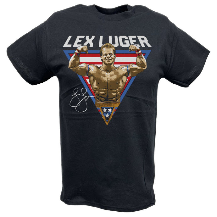 Lex Luger Triangle Flex Black T-shirt by EWS | Extreme Wrestling Shirts