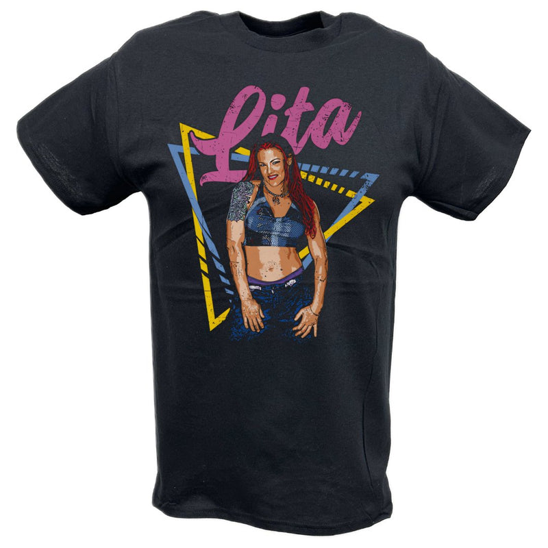 Load image into Gallery viewer, Lita Rebel Pose Black T-shirt by EWS | Extreme Wrestling Shirts
